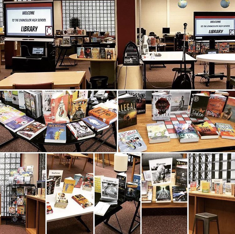 TheChHSLibrary's tweet image. Dual screens, a book buffet, and some pretty amazing 9th graders made for an epic day! Shout outs to Ms. McCrary’s students. 📚📚📚#readallthebooks #bookbuffet 
@ChancellorHS