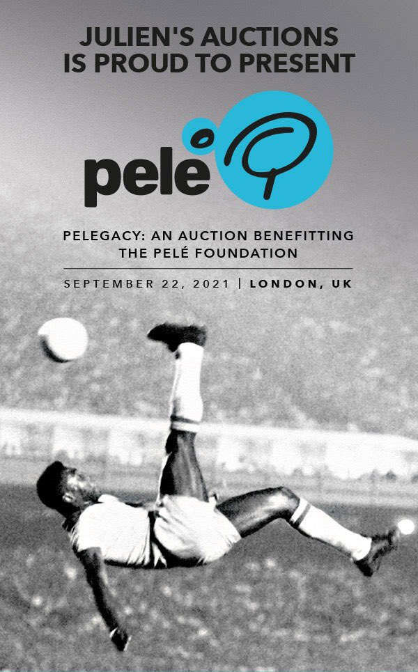 El movimiento de responsabilidad social Pelegacy, en honor a Pelé, está orgulloso de confirmar que la campaña concluirá con “La subasta Pelegacy” en beneficio de la Fundación Pelé, el miércoles 22 de septiembre a la 1 pm tiempo de Inglaterra. julienslive.com/auctions/catal…