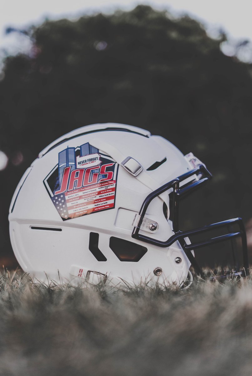 UNISWAG's tweet photo. Every player for @WeAreSouth_FB will wear a decal on each side of their helmet which will honor those that lost their lives on 9/11. 2,983 lives were lost that day, so 2,983 names will be represented across the players helmets.

#uniswag https://t.co/jVnxgTzecm
