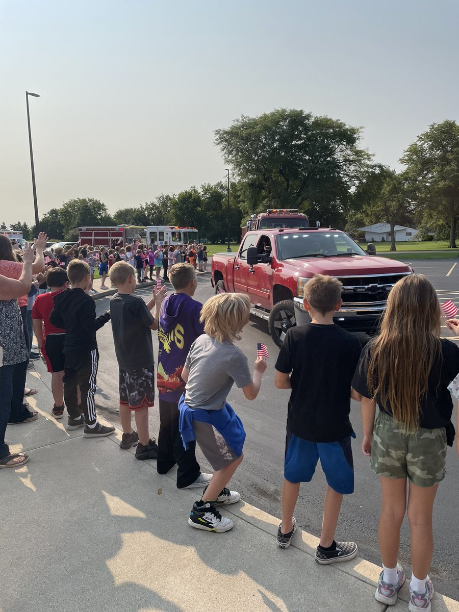 WDElementary's tweet photo. Our Warriors had the opportunity to cheer for and learn from some of our local first responders. Thank you all for what you for Wes-Del Elementary! #WDpride https://t.co/ayL8oj5WHZ