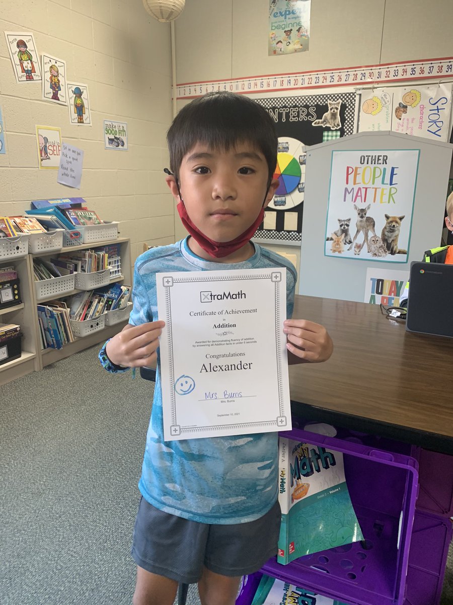 Burris2nd's tweet photo. Congrats to our first @XtraMath_US Addition Fact Master! Way to go!! 🥳 https://t.co/N50yqxQM4y