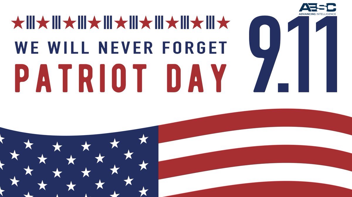 ABSC_Tech's tweet image. Tomorrow marks the 20th anniversary of 9/11. On this #PatriotDay, we remember those citizens who lost their lives that day and the first responders who made the ultimate sacrifice to save those in danger. #NeverForget