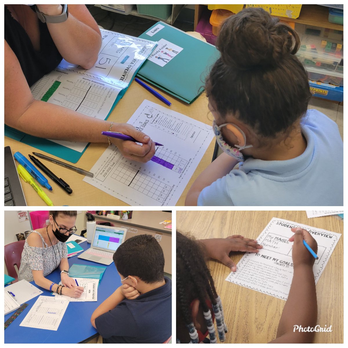 l_fogarty's tweet image. This week&apos;s #MathMoment features Student Data Day!  Our 3rd-5th grade teachers met with each of their students to review their data and set individual goals for this year!  #GrowthIsTheGoal @DickensonES!  My Math Coach ❤ was so full!!!