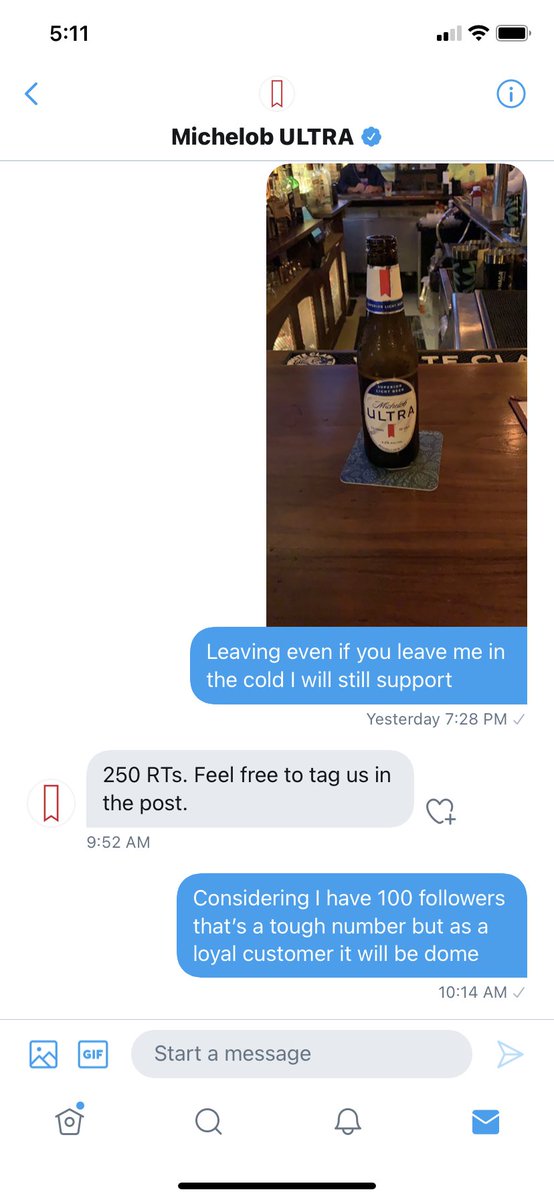 nmantee7's tweet photo. Bottom line is I need 250 RTs with 100 followers to get sponsored by @MichelobULTRA you’re either with me or against me https://t.co/R7mzMOEqbj