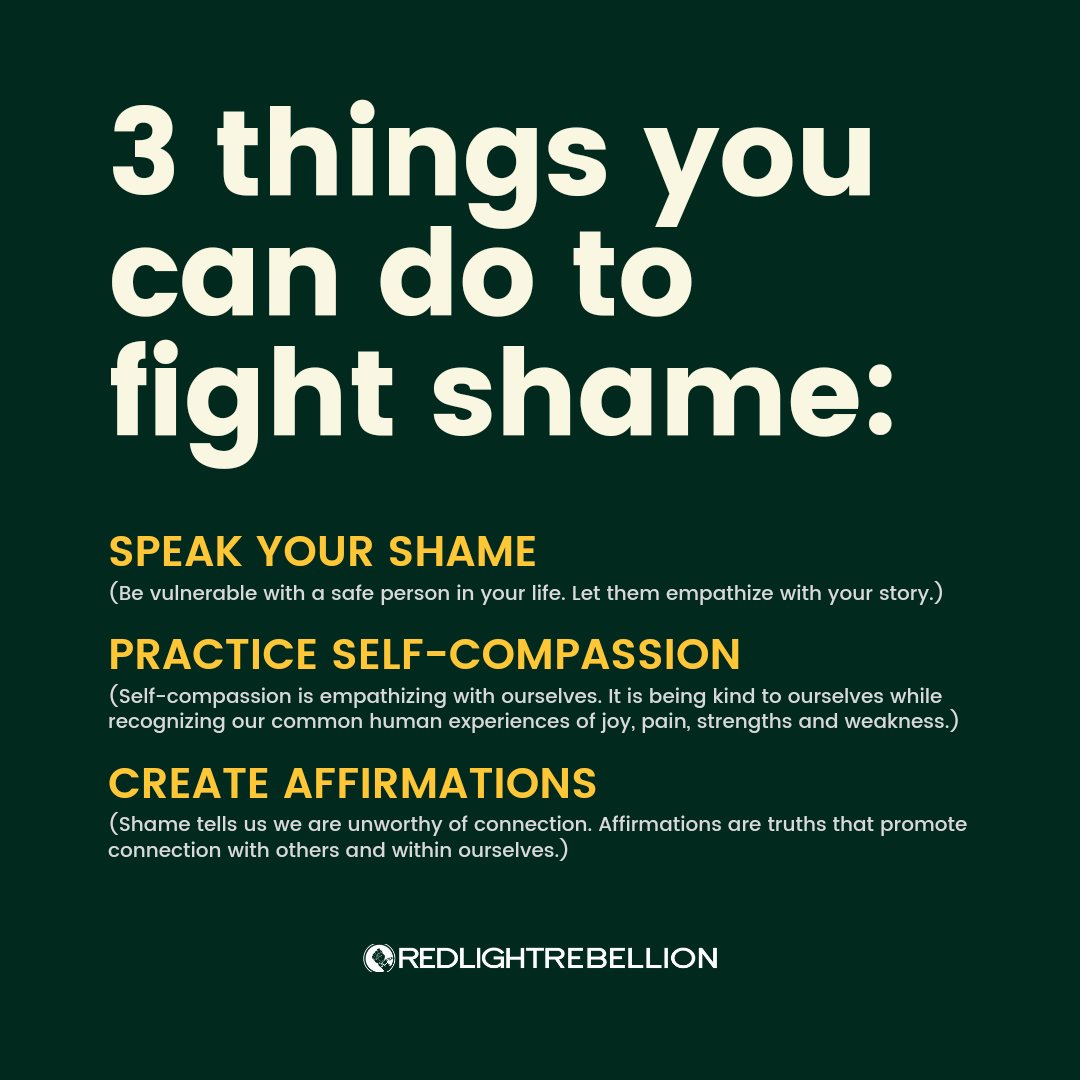 RedLightRebels's tweet photo. 2/2

Depression, anxiety, addiction, perfectionism, self-harm, suicide. Shame fuels and drives all those struggles and more. We believe that if we know what shame is and how to fight it, we can find freedom 💜

#WSPD #SuicidePreventionMonth #sextraffickingprevention https://t.co/0BKQaDSEl9
