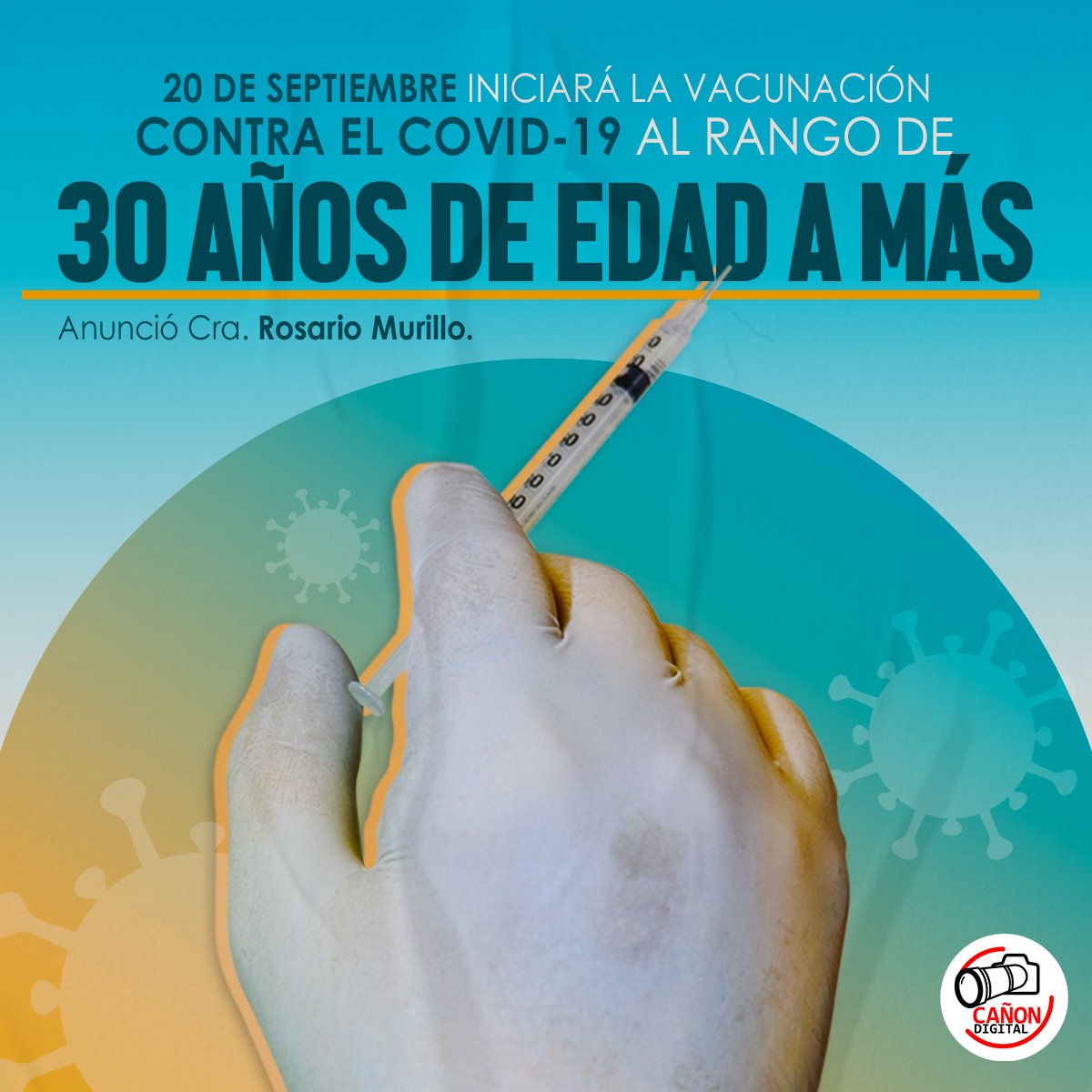 💉 30 en adelante es el nuevo rango de edad para la vacunación del Covid-19.
A partir del 20 de septiembre. 💪
❤🖤

#PatriaBenditaYLibre
#2021SoberaniaEnMiTierra
#Nicaragua
#10Septiembre