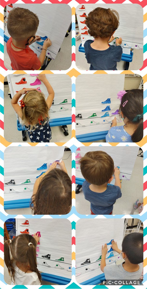 MissMcEleneyK's tweet photo. After reading and singing, "Pete the Cat Rocking in My New Shoes," we learned about our new friends @WoodcrestES. As mathematics, we created a graph to show what our favorite shoe color is! 👟🖍️ #WEareCHPS #TogetherWeCan #learningabouteachother https://t.co/lEDsSqfaSy