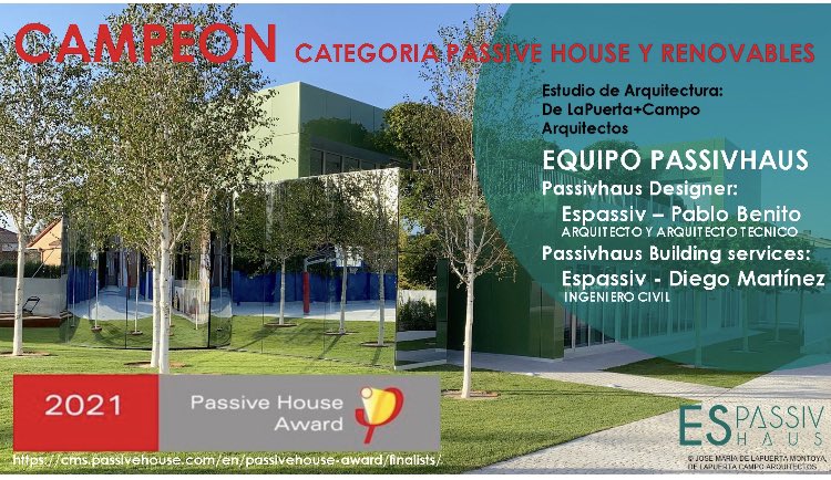 El colegio Brains ha ganado Passivhaus y Renovables Passivhaus 2021. Un reconocimiento para nosotros. Con DeLaPuerta+Campo, y Zero Energy.
Brains es el colegio español más eficiente.
Passive House Institute 
<a href="/PlataformaPEP/">Plataforma Passivhaus (PEP)</a> 
 #architecture 
#passivhaus #colegio