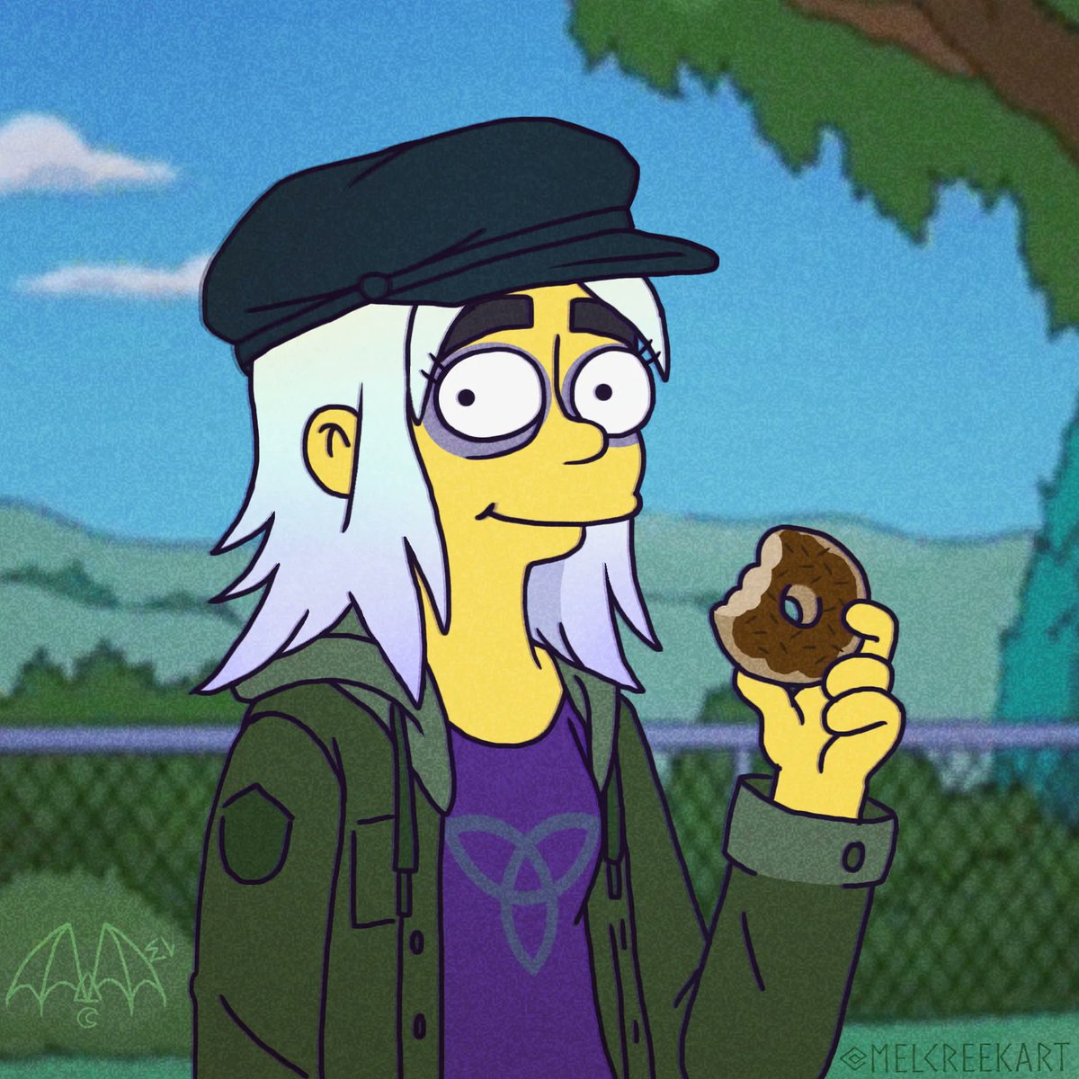 MelCreek9's tweet photo. "A la grande le puse Coco"
Long overdo; but I finally created an avatar to visit Springfield in the #simpsons
dimension, Dr.Llewyn came too, if you want to visit as well DM me! I'll make you a fitting avatar #simpsonsoc #thesimpsons #toonme #oc #myoc #digitalart #doughnut #choco https://t.co/gYvvqUvC7X