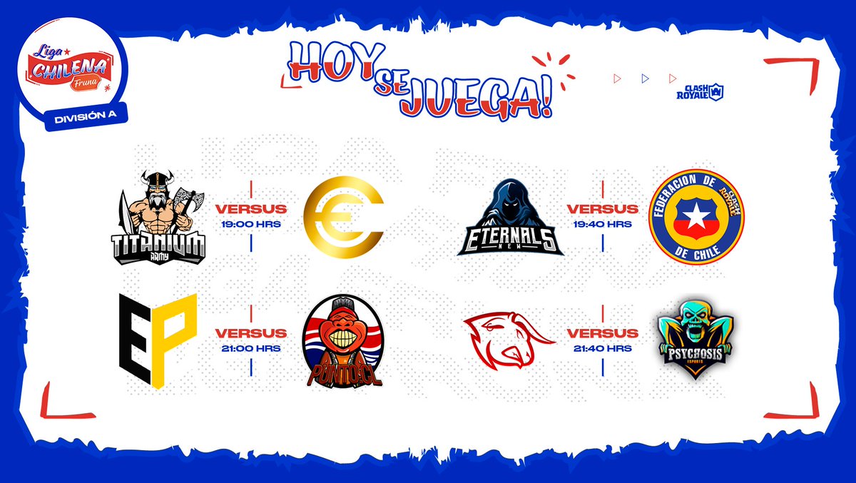 Liga Chilena Fruna (@ligafruna_cl) on Twitter photo #División1 | Jornada 6 ⚔️
La penúltima jornada llega picante, los equipos buscarán clasificar a los play off de la competencia 😎
Puedes mirar todas las batallas vía <a href="/Twitch/">Twitch</a> por los canales de <a href="/Recameca/">Recameca 😈</a>, <a href="/DxJoseGaming/">Mr DX Jose</a> y @SrFlake1 #División1 | Jornada 6 ⚔️
La penúltima jornada llega picante, los equipos buscarán clasificar a los play off de la competencia 😎
Puedes mirar todas las batallas vía <a href="/Twitch/">Twitch</a> por los canales de <a href="/Recameca/">Recameca 😈</a>, <a href="/DxJoseGaming/">Mr DX Jose</a> y @SrFlake1