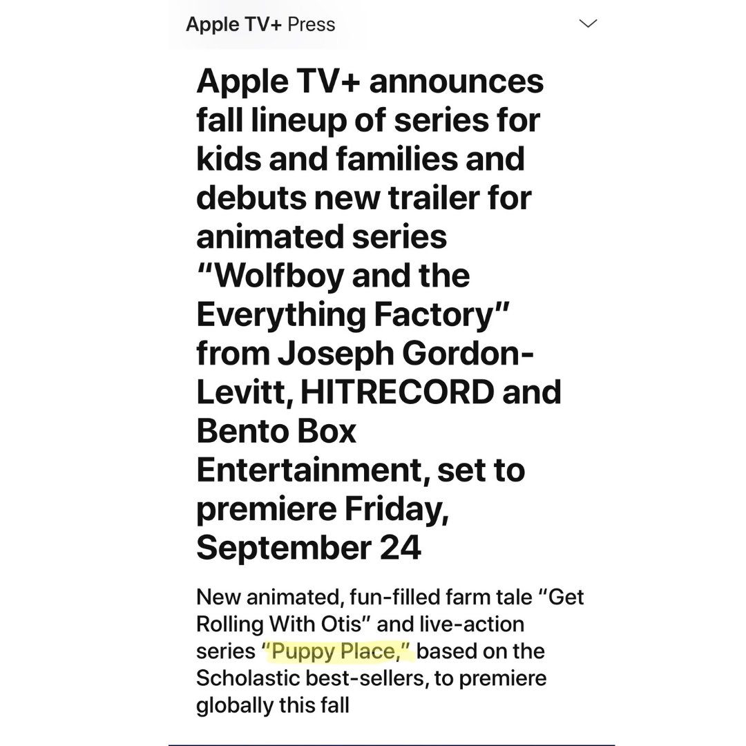 DDOartists's tweet image. We're so excited to visit the PUPPY PLACE on Apple TV+, starring our own Dominique Toney. Whether you're a fan of the Scholastic book series or brand new, we really hope you enjoy it. Premiering October 15th! 

#DDO #DDOartists #DDOagency #ThatsSoDDO #appletvplus #puppyplace