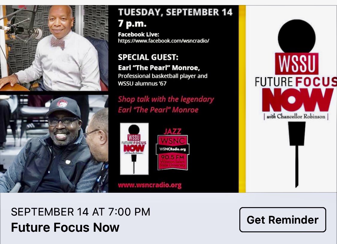 elwoodrobinson's tweet photo. Next on #FutureFocusNow! @CIAAForLife @WSSURAMS @HBCUSmartTV @NBA @nyknicks #WSSU https://t.co/gxT1eYxqOs