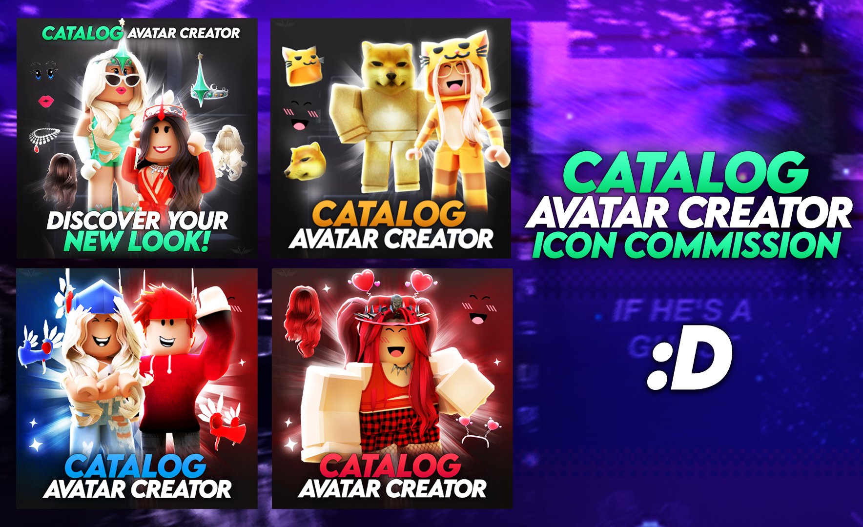 Icon commission for custom Roblox avatar generator: Bạn muốn tạo ra avatar Roblox theo ý muốn? Sử dụng Icon Commission để đặt hàng tạo ra một nhân vật hoàn toàn độc đáo theo ý muốn của bạn. Đảm bảo sẽ mang đến cho bạn một trải nghiệm chơi game mới lạ và thú vị hơn.