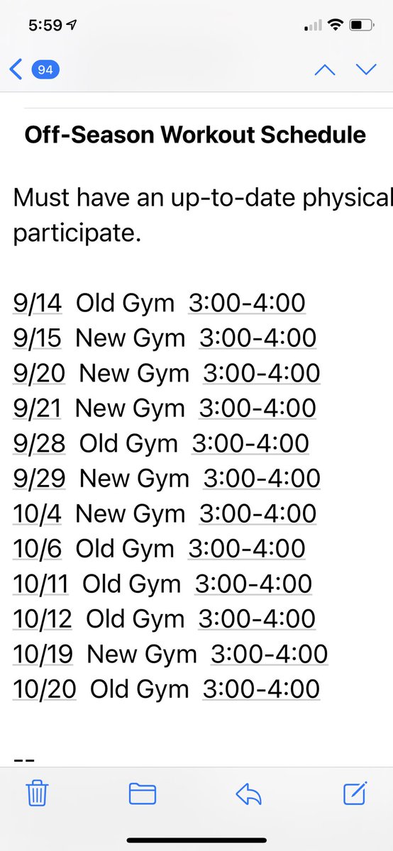 Off Season Workouts start next week: