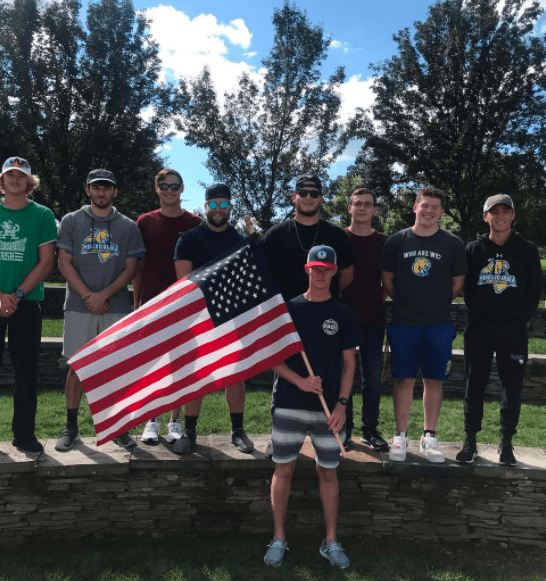 Members of the <a href="/MisericordiaU/">Misericordia University</a> campus community took turns carrying the U.S. flag to remember those that lost their lives on the 2001 9/11 terror attacks and to honor the brave men and women who serve our country every day. More 📷 at bit.ly/3DZydIa