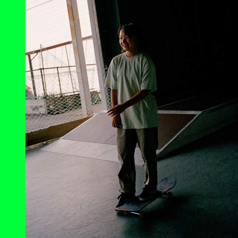 LA28's tweet photo. More than even the 🤯 tricks, it’s the joy for us. Just 13 years old, Japanese skater Momiji Nishiya won the first gold ever awarded in women’s street skateboarding at #Tokyo2020—a win that announced the LA sport is truly global. 🛹💥 #LA28