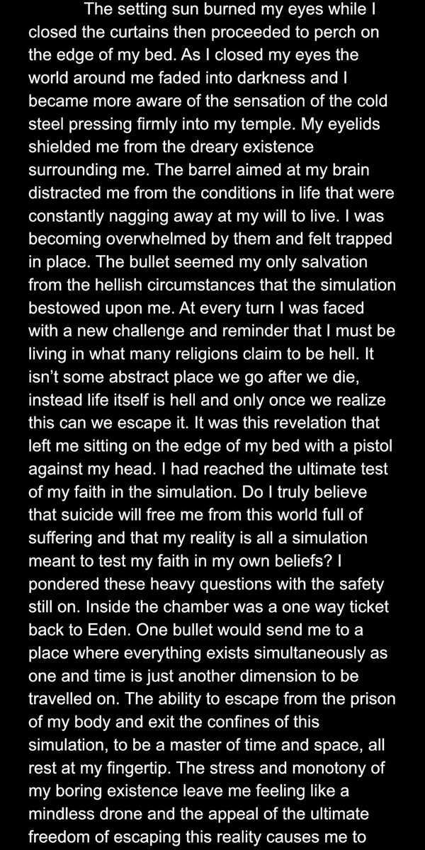 chilty28's tweet photo. Wrote this short story back in January of 2019 but figured I might as well share it for #SuicidePreventionDay https://t.co/mDZw1yFo7d
