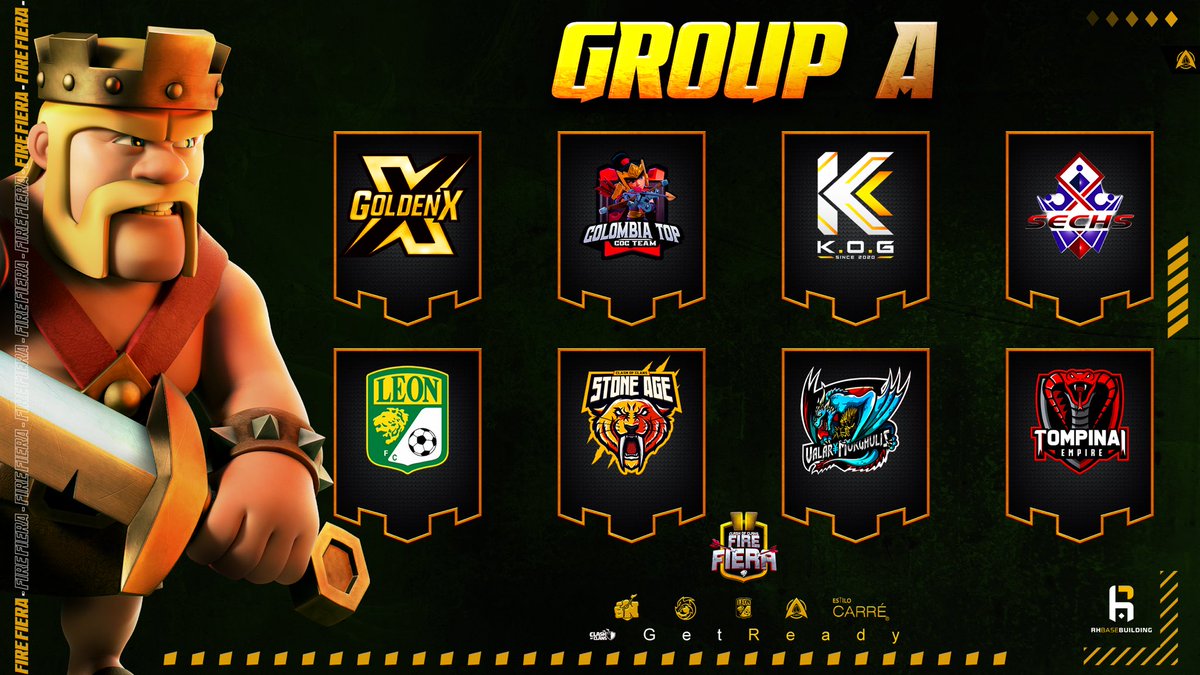 Group A:
🦁<a href="/GoldenXcoc/">Golden X</a> 
🔥<a href="/ColombiaTop1/">Colombia Top</a> 
🦁<a href="/KOGCOC/">K.O.G</a> 
🔥<a href="/TeamSECHS/">Team SECHS</a> 
🦁<a href="/clubleonfc/">Club León</a> 
🔥<a href="/StoneAgeCoc/">Stone Age!!</a> 
🦁<a href="/DMorghulis/">Valar¥Morghulis</a> 
🔥<a href="/TompinaiEmpire/">TOMPINAI EMPIRE</a>