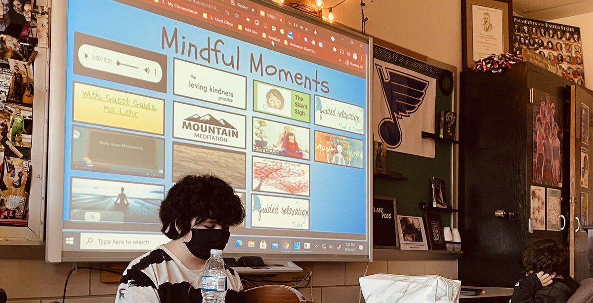 Polancoms's tweet photo. Our brain breaks include #Mindfulness in what I call #mindfulmoments.  Always a fan favorite when our guide is @oms_counseLehr 
#SocialEmotionalLearning  @OakvilleMiddle @MehlvilleSD #PolancPeeps #SpartanStrong https://t.co/m5wXFKO5Q9