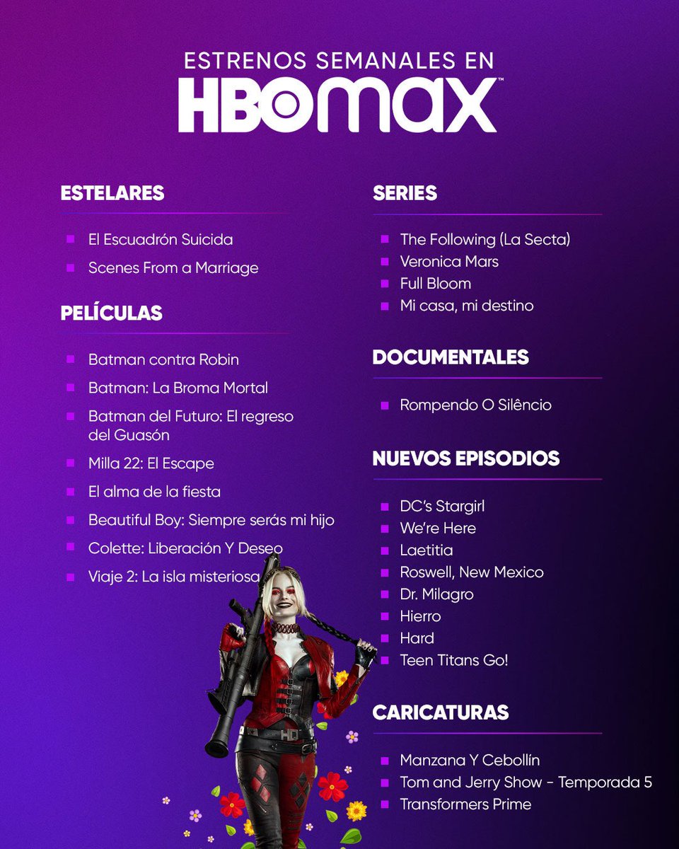 HBOMaxLat's tweet photo. Algo le falta al viernes, ¿no? 🤔 Claroooooo, los nuevos estrenos. ¡Disfrútalos! 😎 https://t.co/pki9Oe5L1R
