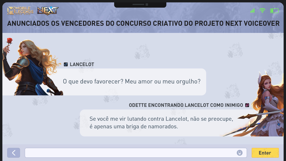 MLBBBR's tweet image. O Concurso Criativo de Voiceover do Projeto NEXT chegou ao fim. Parabéns aos seguintes vencedores e obrigado a todos que participaram!

Mais concursos e eventos criativos da MLBB estão chegando no futuro. Fique ligado!

#MobileLegendsBangBang #ProjectNext
