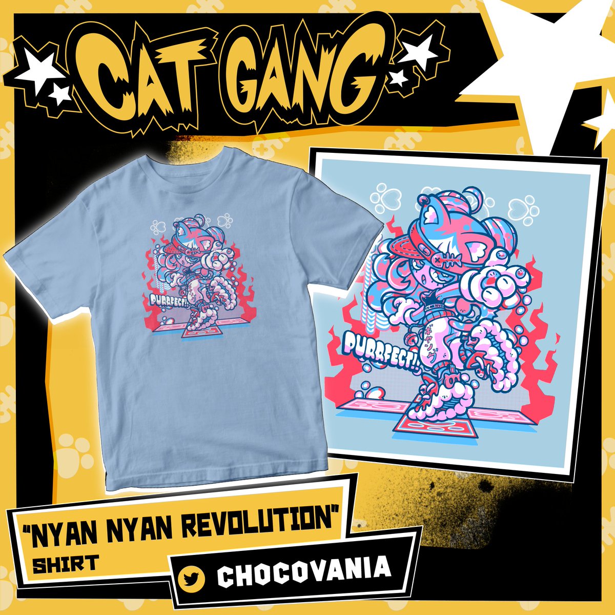 OfficialCatGang's tweet photo. New Cat Gang shirts by a bunch of amazing artists?? If you insist! Check out our first partnered line of clothing featuring @chocovania @dune5and @meloramylin and @Yap1co! Check out these and more at https://t.co/uvA5gOW7TA! https://t.co/4bnlDX1kwl