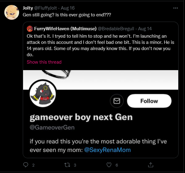 pokedexvent's tweet photo. @BredableBregull WOAH BUDDY ! 

You accuse me of posting Rape and animal abuse stuff yet here are some of your likes and media!!! 

Rape/kidnapping/animal cruelty.

Legit all the stuff you accused me of posting. 

Act mature about it :) 

Where's your excuse? https://t.co/K9nUQS1p4C