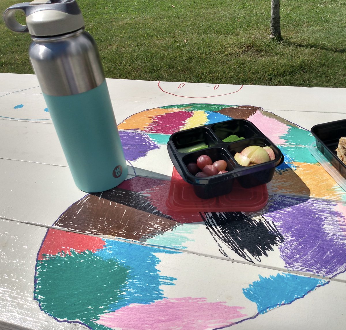 So happy to enjoy my lunch outside at the inclusion=happiness for all table while subbing at @milfordmemorial