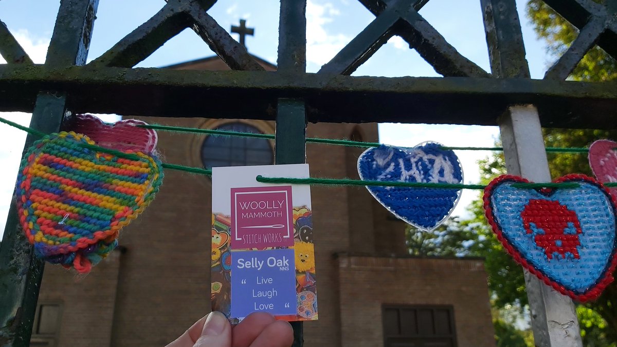 Woolly_Works's tweet photo. Denise and Suze have yarn bombed Holy Cross Church in Billesley with the #18AtHeart hearts ready for their 85th birthday weekend celebrations. Loads going on, worth a look at their Facebook page. https://t.co/fRQFUQYCgL https://t.co/8cjFrr0G8q
