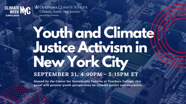 Climate Week starts 9/20! Join us for Youth and Climate Justice Activism in NYC on Tuesday 9/21/2021 4-5:15pm in partnership with <a href="/columbiaclimate/">Columbia Climate School</a> #ClimateWeekNYC #ColumbiaClimateWeek <a href="/climategroup/">Climate Group</a>

teacherscollege.zoom.us/meeting/regist…