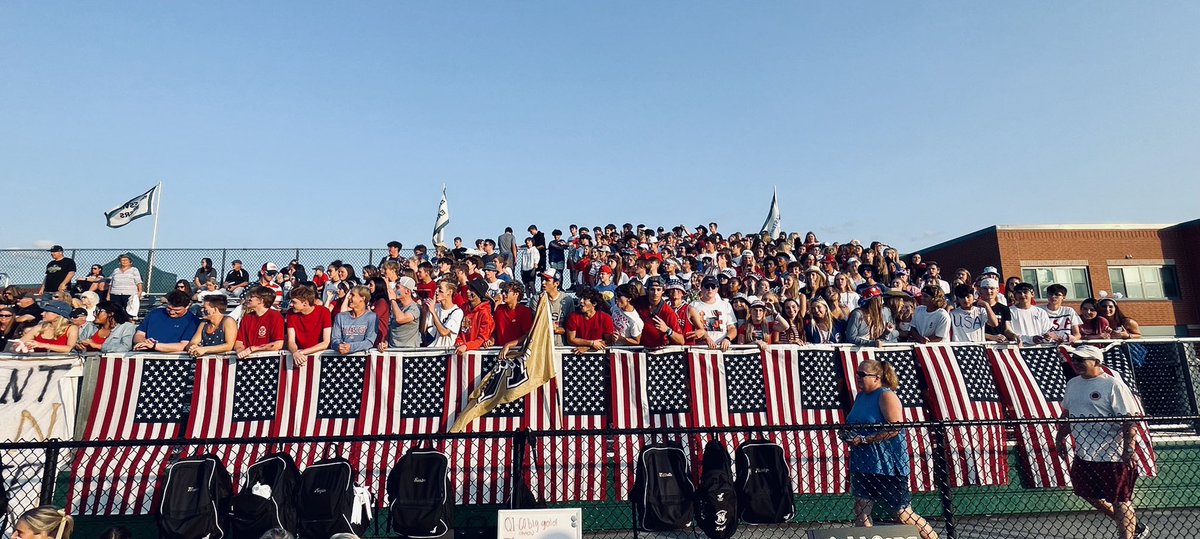 MillersCheer's tweet photo. Shoutout to @MillerNation_ for honoring the 13 military men and women who were tragically lost in recent events defending our country and our freedom. 

Thirteen flags proudly wave during tonight’s Friday Night Lights. 🇺🇸

#StrongerTogether #USA https://t.co/UhE1DouVZq