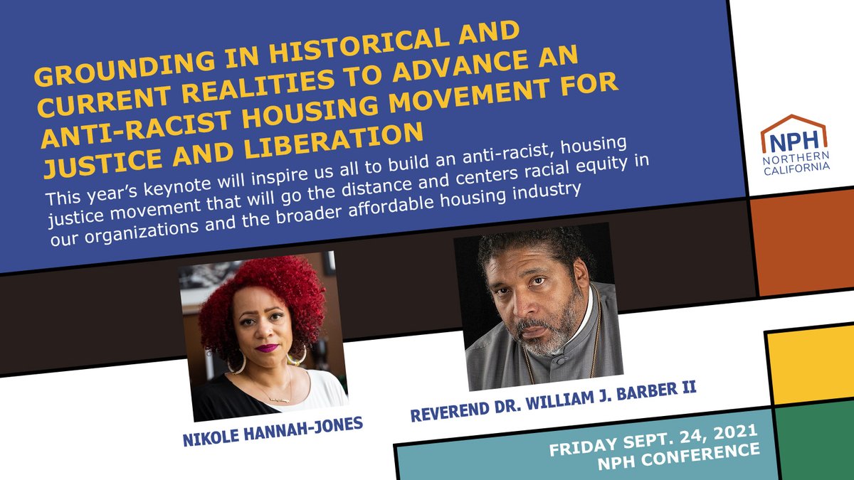 Join us on 9/24 for the #NPHConference! The keynote speakers <a href="/nhannahjones/">Ida Bae Wells</a> and <a href="/RevDrBarber/">Rev. Dr. William J. Barber II</a> will inspire us all to build an anti-racist housing justice movement and center racial equity in our work. Learn more and register TODAY! : bit.ly/3yVioiT #GrowPowerSecureJustice