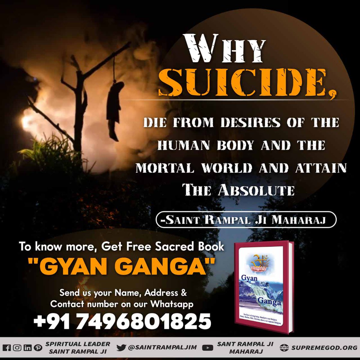 MThakur27417705's tweet photo. #GodMorningWednesday

By committing suicide you destroy your body, not sorrow.
sorrow originate from sins which can be destroy by performing satbhakti by given by Saint Rampal Ji Maharaj
@SaintRampalJiM
Must Watch Shraddha tv-2:00 PM
#WednesdayMotivation
https://t.co/xsJhd608XD