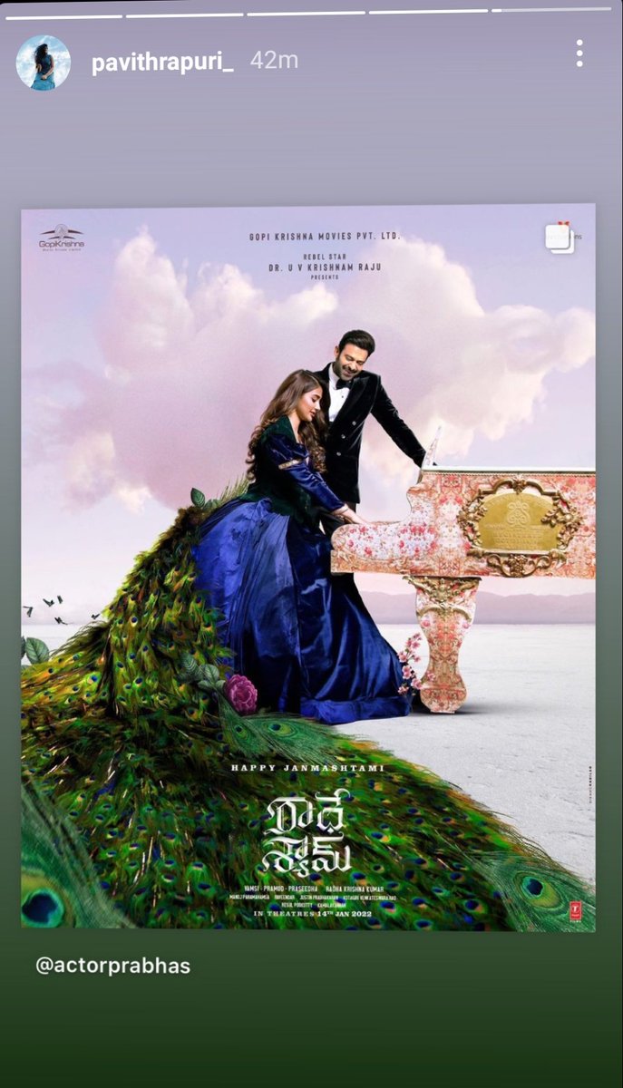 __deepuVARMA's tweet photo. #Santhoshshobhan #pavithrapuri insta status 🥰
#RadheShyam #Prabhas https://t.co/aSYsebNpwn