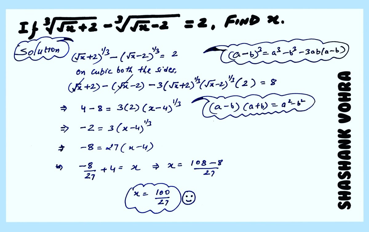 SHASHANKVOHRA1's tweet image. #maths #mathssolution