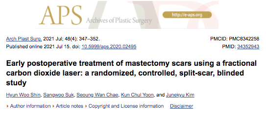 CICATRICES POST-MASTECTOMÍA - el tratamiento precoz tras cirugía con láser fraccionado ablativo de CO2 consigue resultados clínicos significativamente superiores en el lado tratado.

buff.ly/3D97YPj