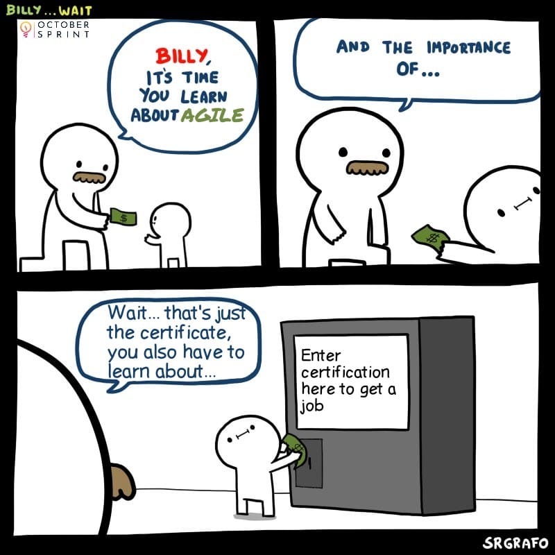 OctoberSprint's tweet photo. Certificate is awesome but its not the end goal.

Understanding agile manifesto, principles and it's application in day-to-day value delivery is important...

#OctoberSprint #agileCertification #ScaledAgile #Agile #Scrum #ScrumMaster #MVP #DesignThinking #Lean https://t.co/JCGbLmgnTE