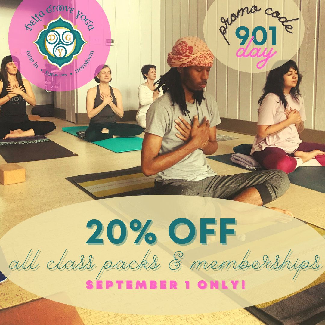 901 Day is approaching quickly, and @DeltaGrooveYoga is celebrating by offering a one day only sale on September 1st! Visit ow.ly/FgZb50FXQSF on Wednesday to sign up for discounted class packs and memberships.