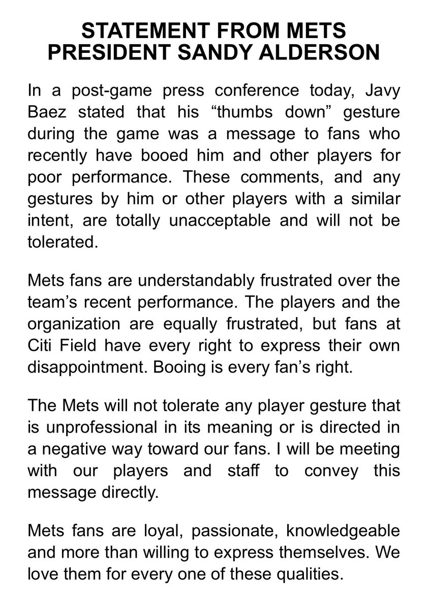BNightengale's tweet photo. Sandy Alderson fires back, vows team meeting after Javy Baez comments https://t.co/VleC1HN9tf