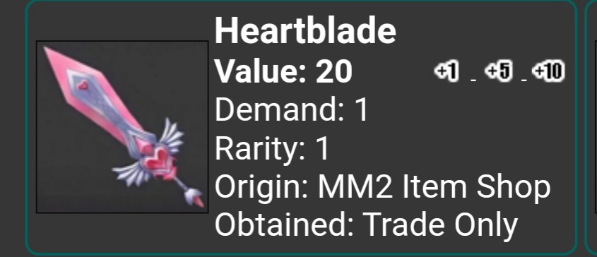 🍮 yomi — ʚɞ on X: 💫TRADING💫 Me: heat (value:60) You: icewing and  heartblade (total value: 60) #Mm2trades #MM2 #mm2offer #mm2tradings #mm2  #murdermysterytrade #murdermystery  / X