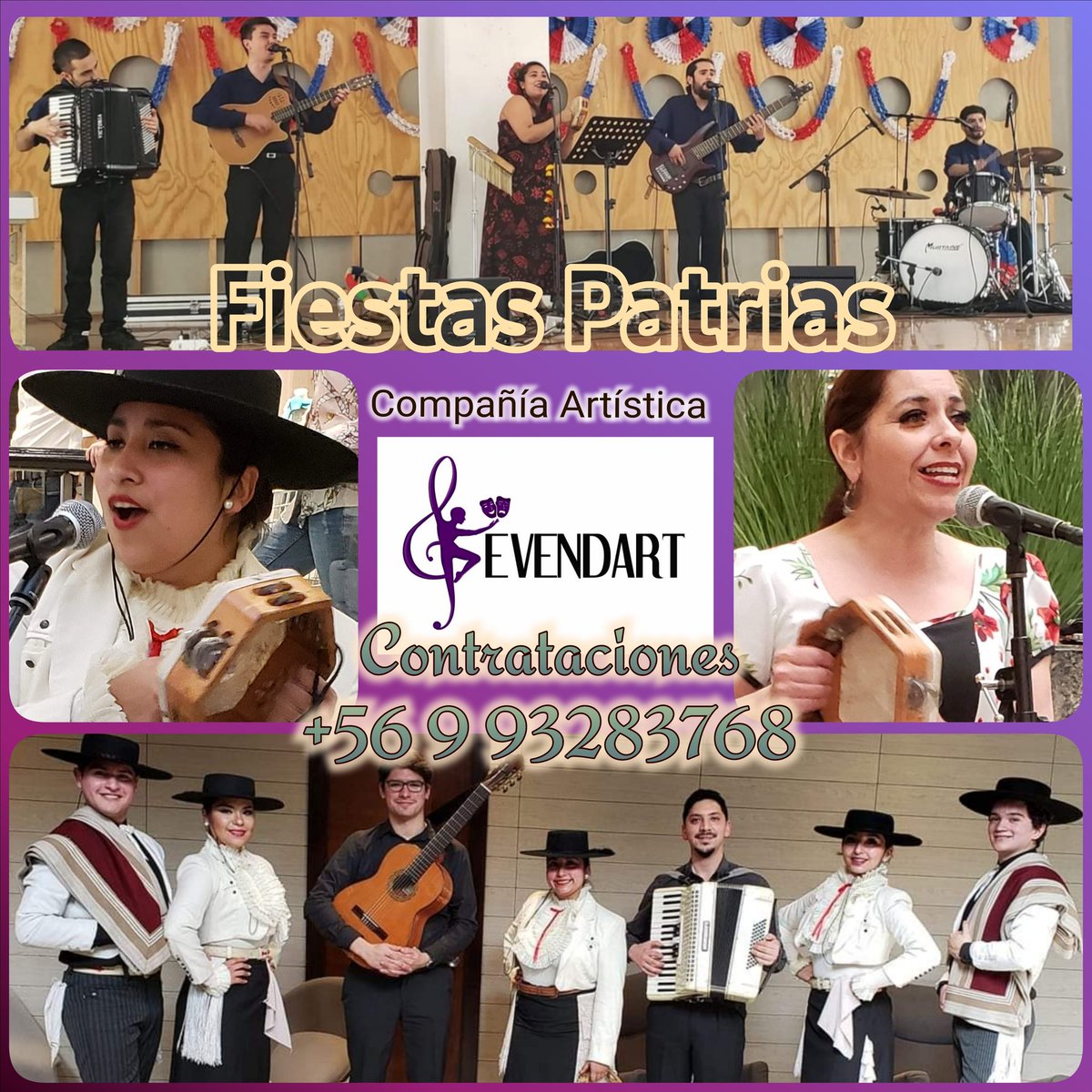 EVENDART's tweet photo. F I E S T A S    P A T R I A S 
 Espectáculos folclóricos 
      con música y danz
 Compañía Artística Evendart
         info@evendart.cl
 C O N T R A T A C I O N E S
          +56 9 93283768 https://t.co/eefb8wOv98