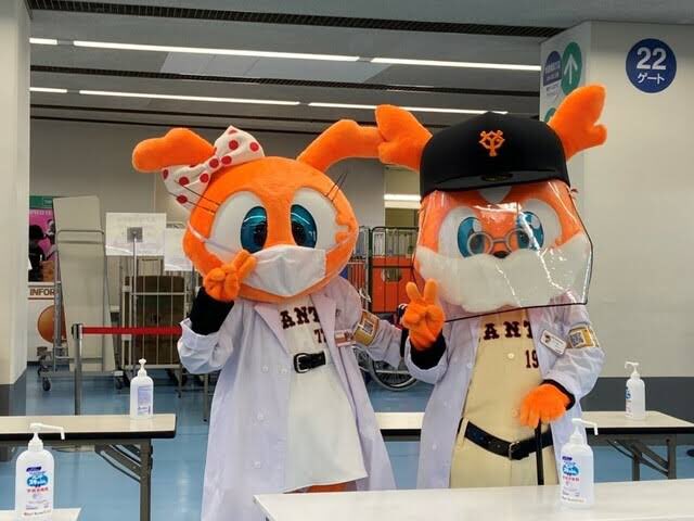 Mondo Mascots on X: Tokyo Giants mascots Sister Giabbit and Grandpa  Giabbit greet visitors at Tokyo Dome, which is currently a vaccination  center.  / X