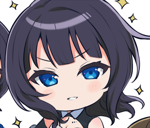 blue eyes black hair chibi mole white background multiple moles multiple girls  illustration images