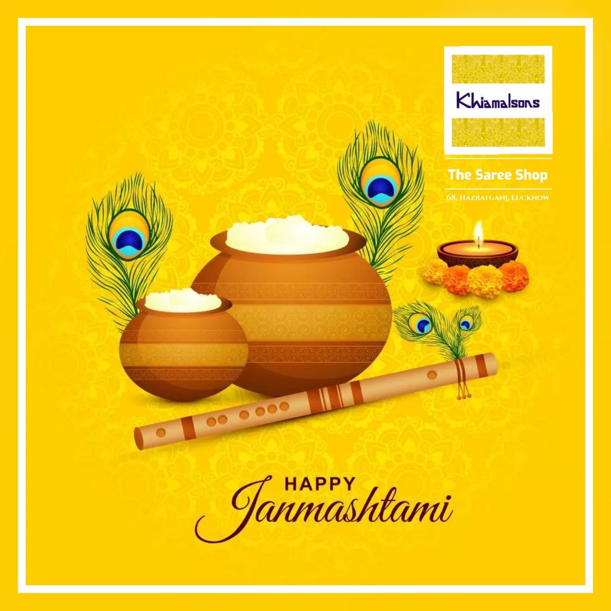 khiamals's tweet photo. Happy Janmashtami! 🙏🏻✨

Jai Shri Krishna!

#Janmashtami #KrishnaJanmashtami #Krishna #Lucknow #UttarPradesh #India #Hazratganj #Sarees #SareeShop #Khiamals #Khiamalsons https://t.co/pLDwLNwj6B