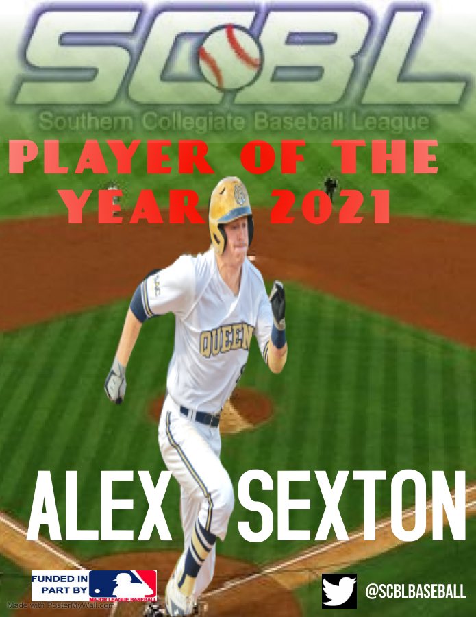 SCBLbaseball's tweet photo. Congratulations to. @Queens_Baseball and @ajsexton7 on being named Southern Collegiate Baseball League Player of the Year.  @CollegeSummerBB @NACSBbaseball @CollegeBSBHub @CollegeBallNat https://t.co/SAO2yA9mTp