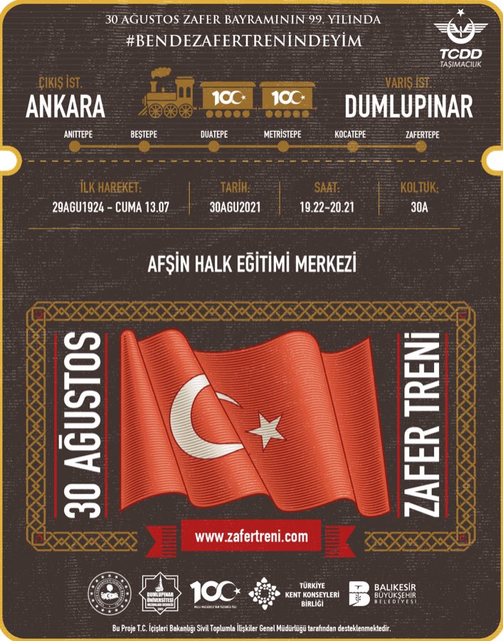 30 Ağustos Zafer Bayramımız kutlu olsun! #zafertrenindebendevarım