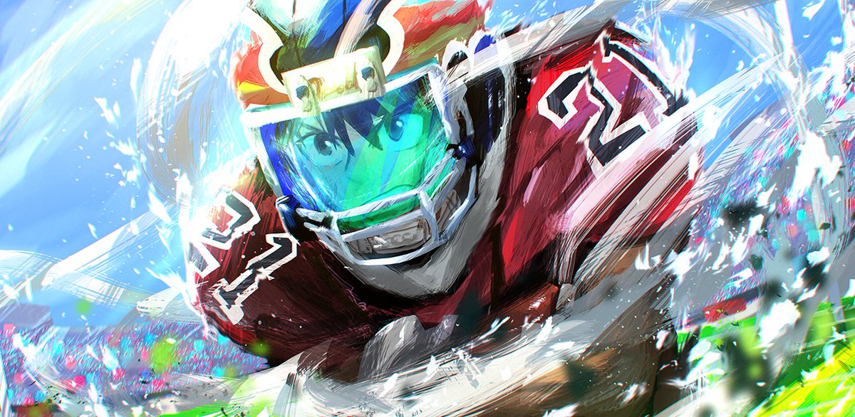 helmet 1boy male focus sportswear ball stadium solo  illustration images