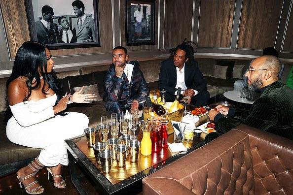 XXL's tweet photo. Megan Thee Stallion, Vic Mensa, Jay-Z and Swizz Beatz at the 40/40 Club 18-year anniversary https://t.co/YqNMZpBIWj