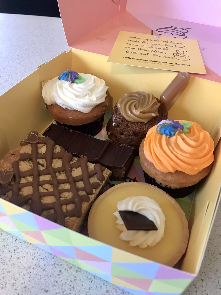 Nothing like surprise dessert deliveries from your family to brighten up a lockdown day 💓 can’t wait to have cake for every meal today!