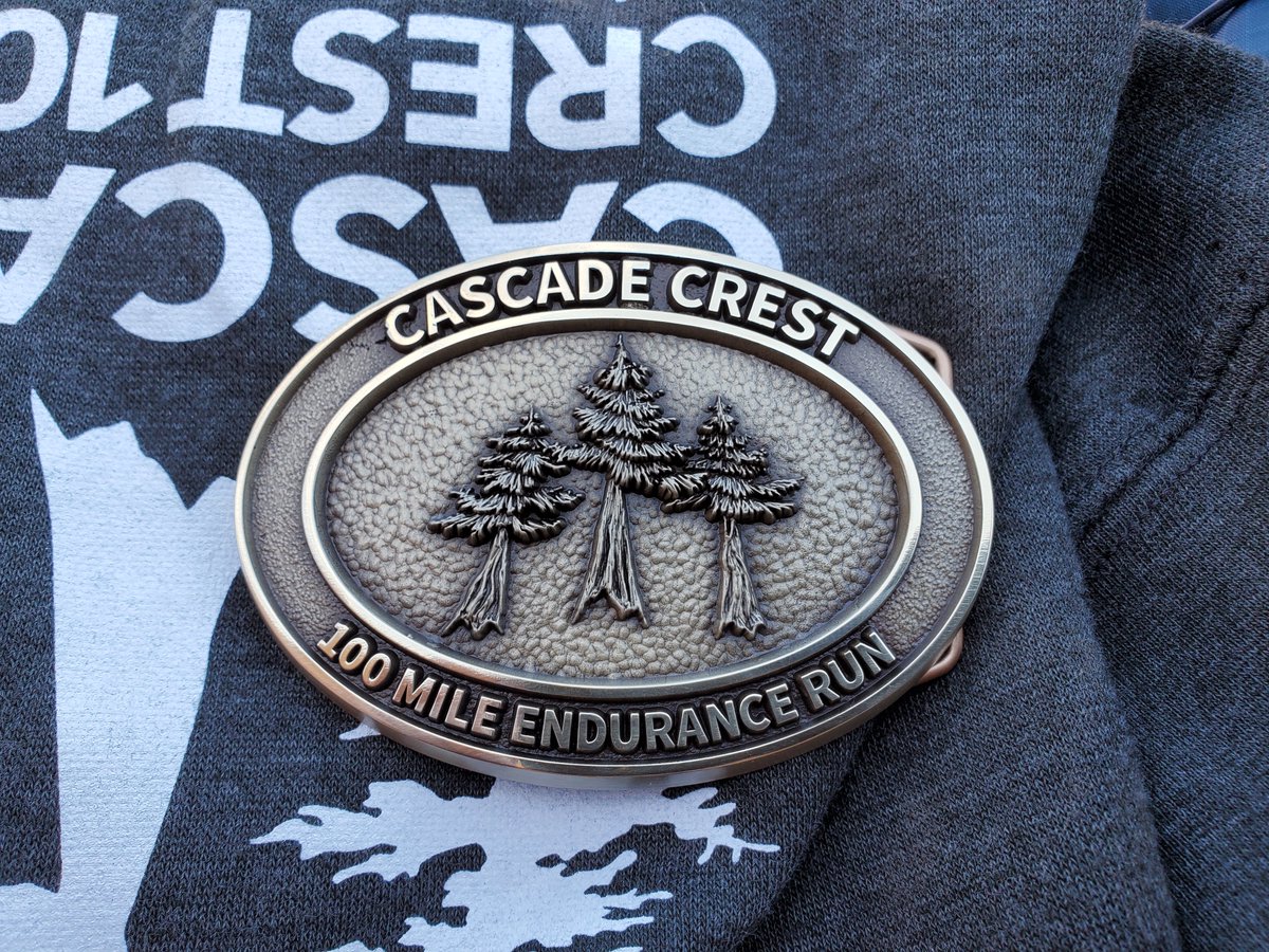 runacceptable's tweet image. Hey, look! A #cascadecrest100 belt buckle! Now all that remains is to deal with the shame and embarrassment of widespread chafing #chafing #shame #painfulswelling #shockedonlookers